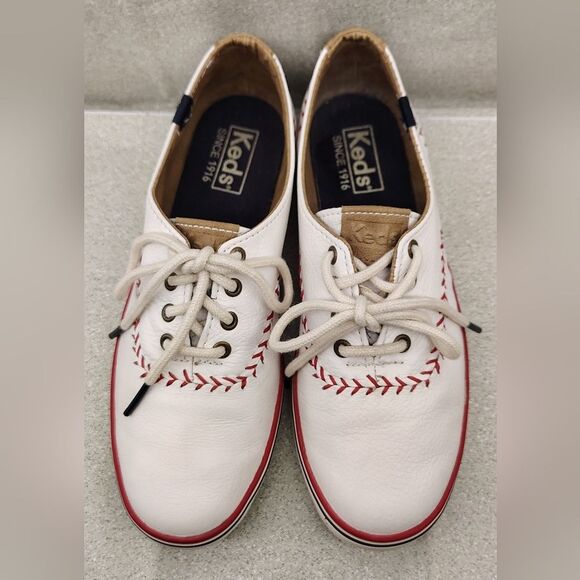 Keds Leather Champion MLB  Pennant Baseball Sneakers Shoes Sz 5 Vintage - Picture 2 of 16